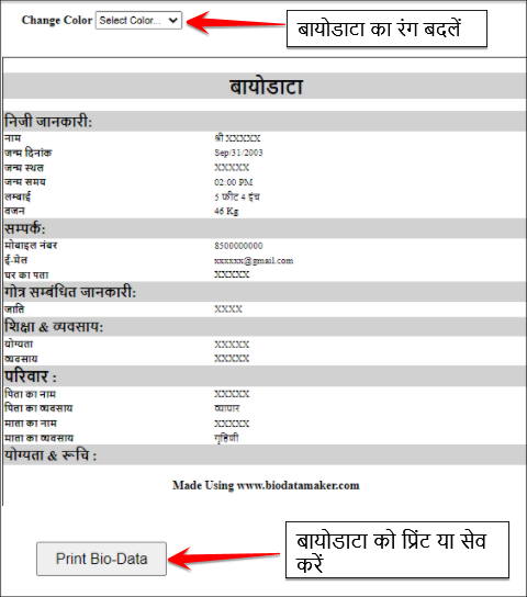 Save Print Biodata