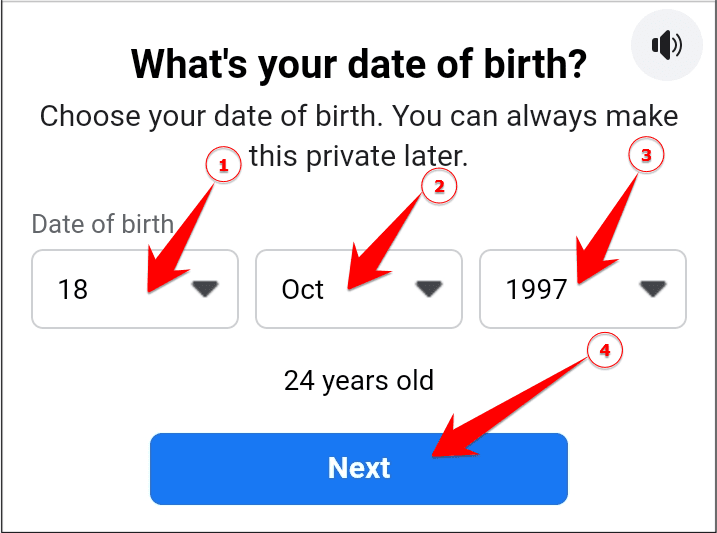 Enter Your Date of birth