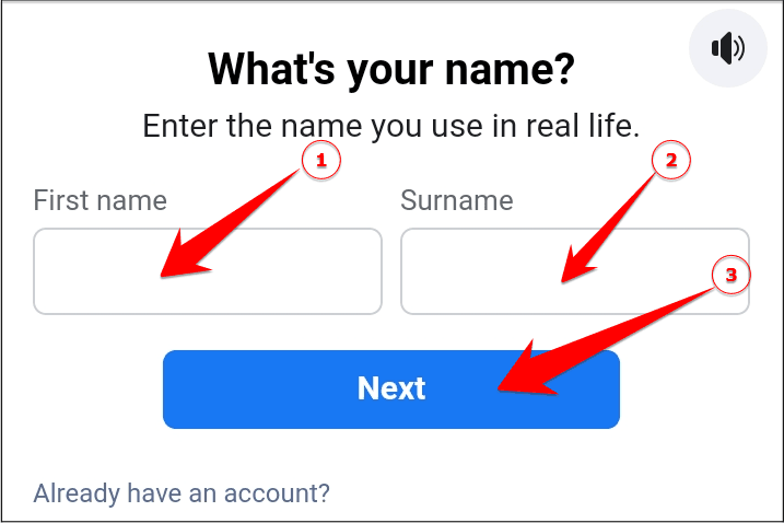 Enter Your First Name and Sur Name